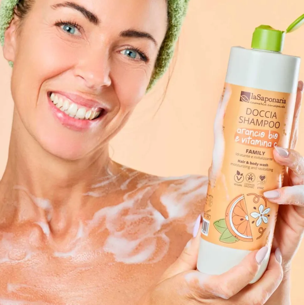 Gel de ducha y champú ecológico de naranja y vitamina C - La Saponaria
