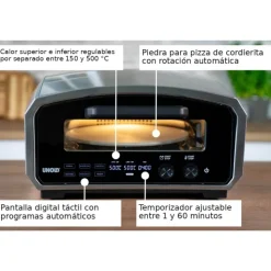 Horno para pizza de acero inoxidable con piedra giratoria - Unold