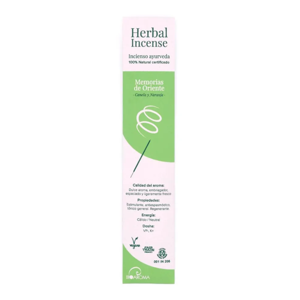 Incienso ayurvédico "Memorias de Oriente" ecológico, 12 varillas - BioAroma