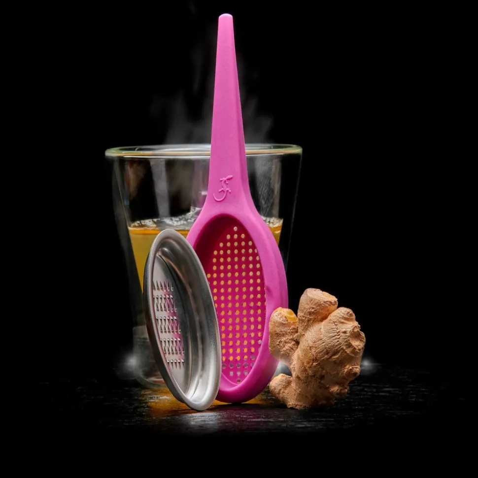 Infusor de té e infusiones con rallador de acero y silicona platino - Lurch