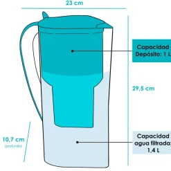 Jarra filtradora de agua baja emisión de magnesio con filtro de coco, 1,4 l - Alkanatur