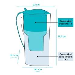 Jarra filtradora de agua con filtro de coco, 1,4 l - Alkanatur