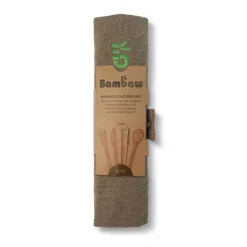 Juego de cubiertos y pajita de bambú con funda - Bambaw