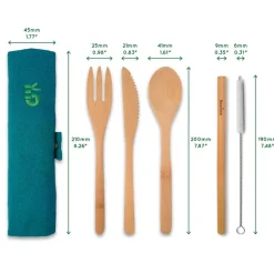 Juego de cubiertos y pajita de bambú con funda - Bambaw