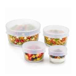 Juego de 4 tapas extensibles y transparentes de silicona Silikomart