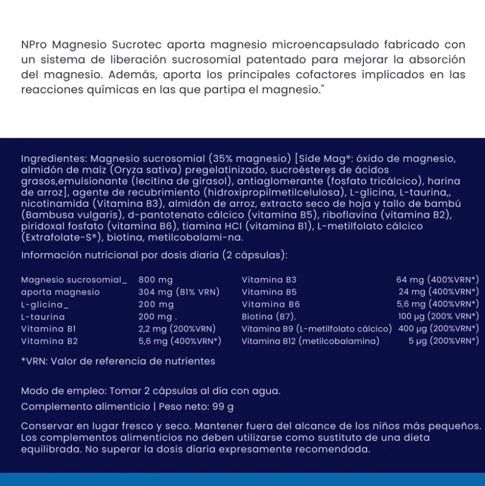 Magnesio Sucrotec, 120 cápsulas - NPRO