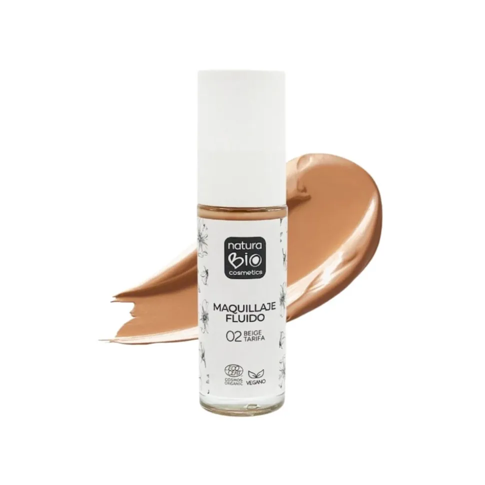 Maquillaje fluido 02 "beige Tarifa" ecológico, 30 ml - NaturaBio Cosmetics