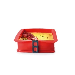 Molde cuadrado desmontable silicona platino con base de cristal, 25 cm - Ibili