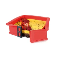 Molde cuadrado desmontable silicona platino con base de cristal, 25 cm - Ibili
