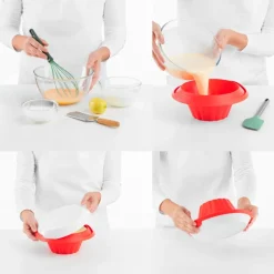 Molde para flan de silicona platino con plato de cerámica - Lekue