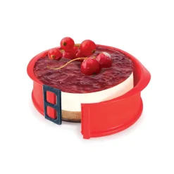 Molde redondo desmontable silicona platino con base cristal, 12 cm - Ibili