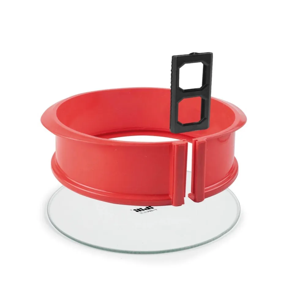 Molde redondo desmontable silicona platino con base de cristal, 19 cm - Ibili