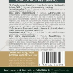 NAD+, trans resveratrol, 60 cápsulas - Webotanix