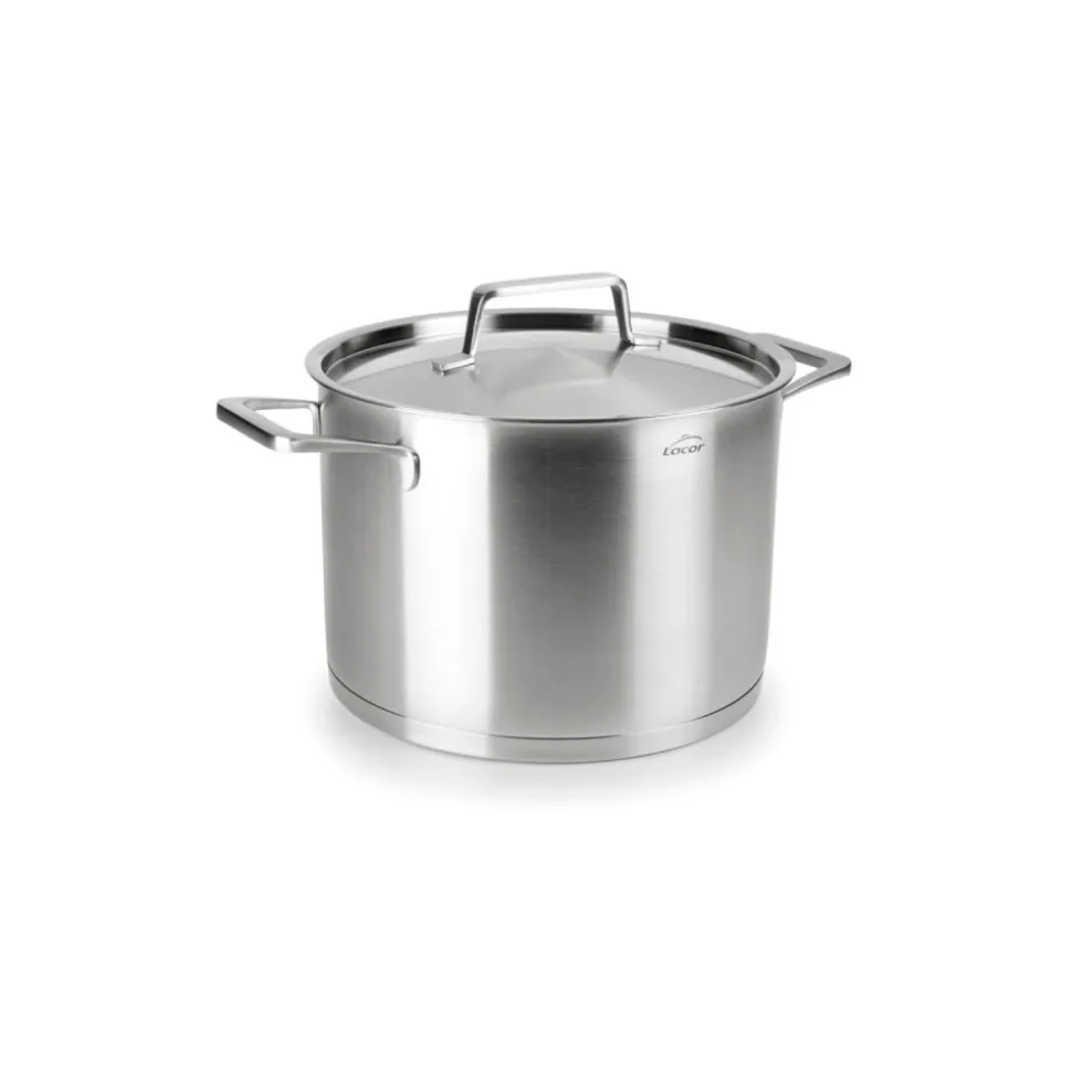 Olla alta de acero inoxidable con tapa de acero, foodie, 24 cm - Lacor
