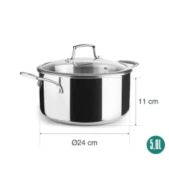Olla de acero inoxidable con tapa, trichef, 24 cm - Lacor