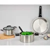 Olla de acero inoxidable con tapa de cristal, trimetal, 18 cm - Lacor