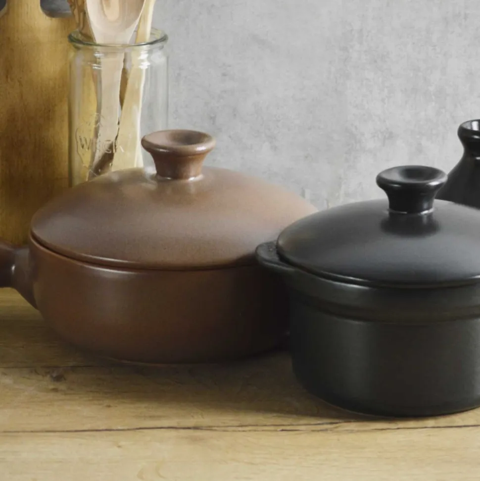 Olla de cerámica gres 23 cm con tapa, antracita - Topgres