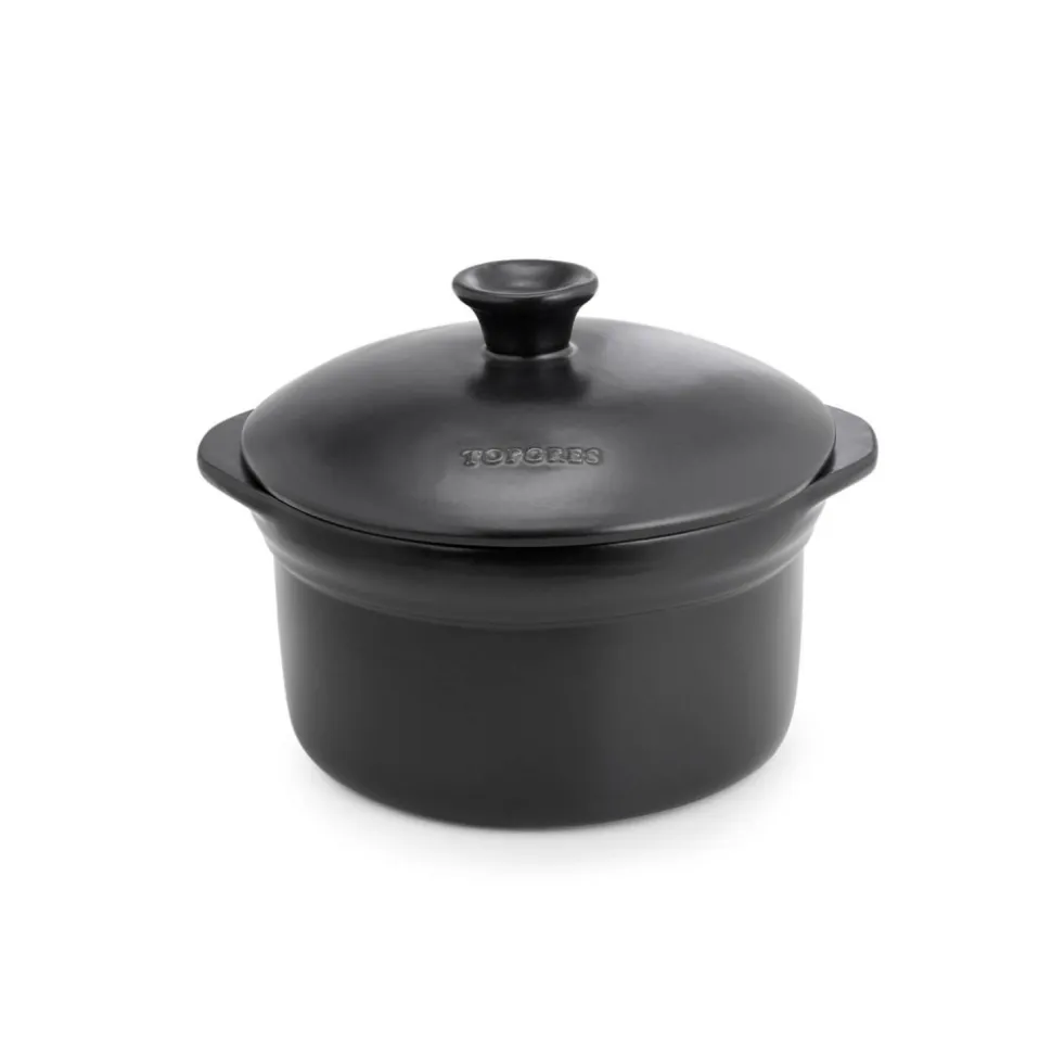Olla de cerámica gres 20 cm con tapa, antracita - Topgres