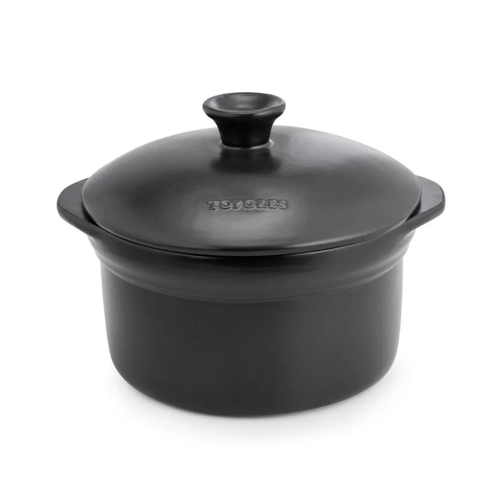 Olla de cerámica gres 25 cm con tapa, antracita - Topgres