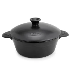 Olla de cerámica gres para inducción de 27 cm con tapa, antracita - Topgres
