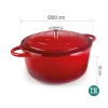 Olla de hierro fundido, 20 cm, color rojo - Lacor