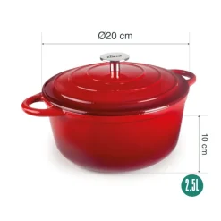 Olla de hierro fundido, 20 cm, color rojo - Lacor