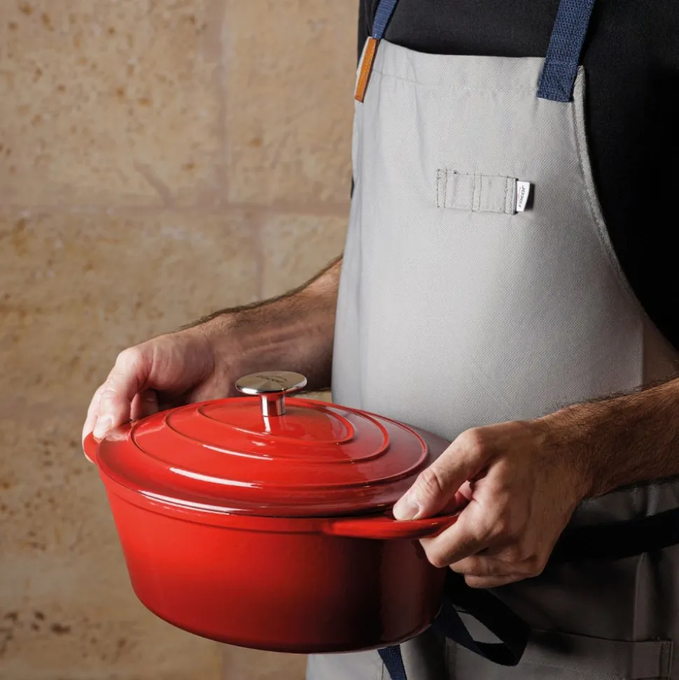 Olla de hierro fundido ovalada, 29 cm, color rojo - Lacor