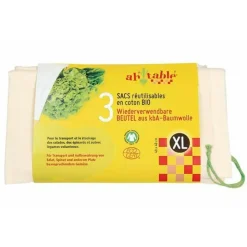Pack 3 bolsas de algodón orgánico extra grande - Ah table