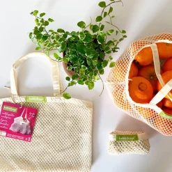 Pack 3 bolsas reutilizables de malla de algodón orgánico - Bobbibags