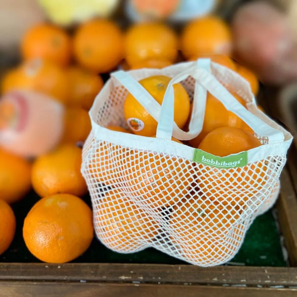 Pack 3 bolsas reutilizables de malla de algodón orgánico - Bobbibags