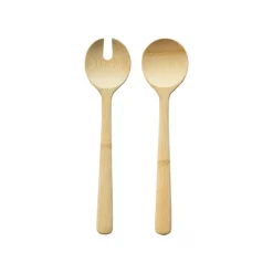 Pack de 2 cubiertos de ensalada para servir y mezclar, de bambú - Pebbly