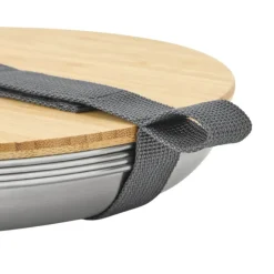 Pack 4 platos llanos de acero inoxidable con tapa de bambú - Black & Blum