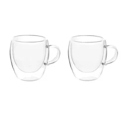 Pack 2 tazas de cristal doble pared, 220 ml - Ibili
