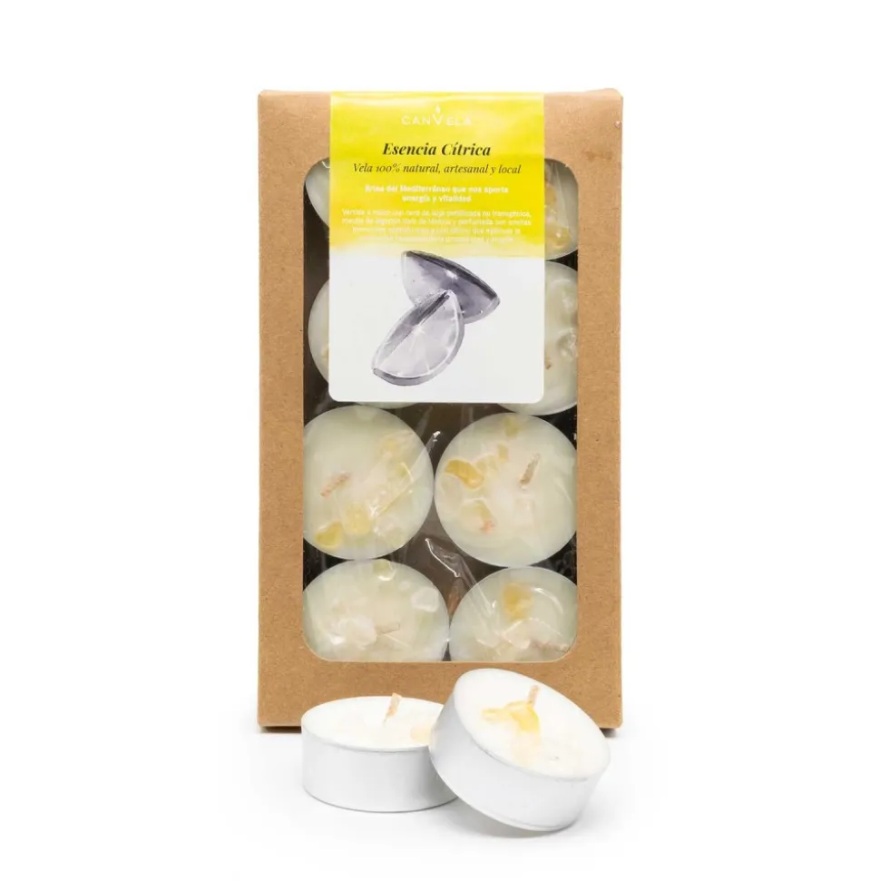 Pack 8 velas de té perfumadas con aceites esenciales ecológicos, Esencia cítrica - CanVela