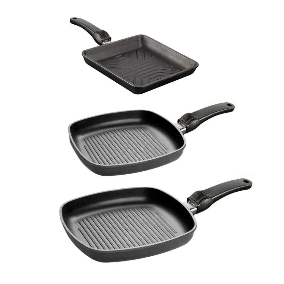 Parrilla antiadherente para vitrocerámica y gas con mango extraíble - SKK