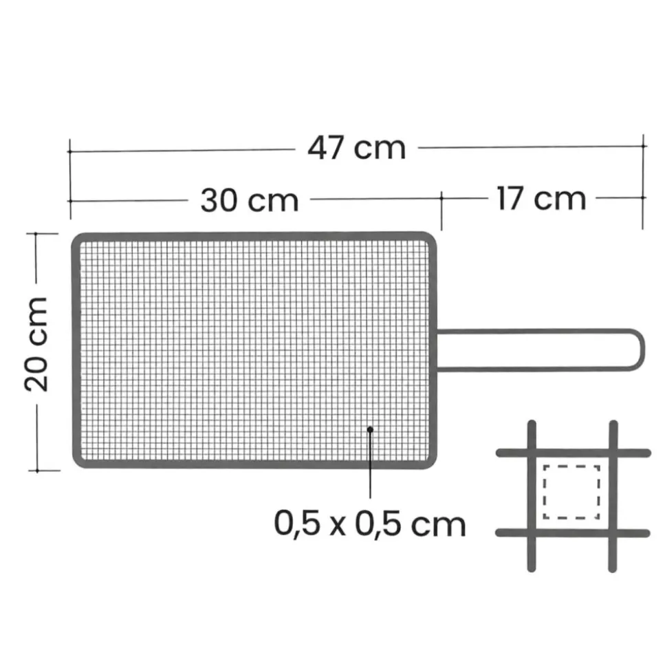 Parrilla doble de acero inoxidable de malla fina, 30 cm - Ibili
