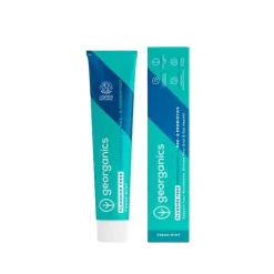 Pasta de dientes sin flúor con hidroxiapatita, probióticos y prebióticos, sabor menta, 75 ml - Georganics