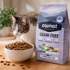 Pienso para gatos esterilizados con pescado sin cereales, 3 kg - Ownat