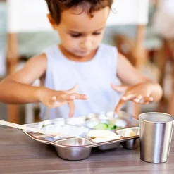 Plato con compartimentos para niños de acero inoxidable, autobús - Joli monde