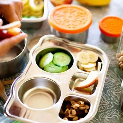 Plato con compartimentos para niños de acero inoxidable, autobús - Joli monde