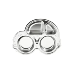 Plato con compartimentos para niños de acero inoxidable, coche - Joli Monde