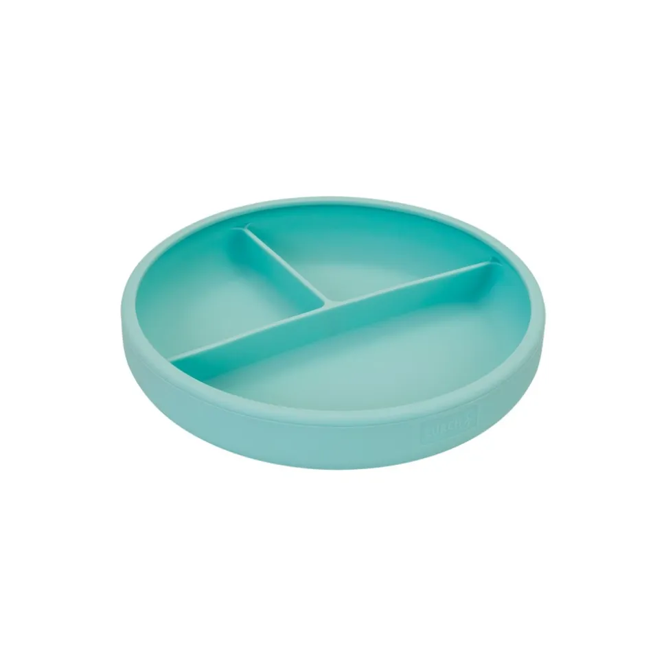 Plato con compartimentos y ventosa para bebé de silicona platino, color azul - Lurch