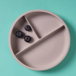 Plato con compartimentos y ventosa para bebé de silicona platino, color gris - Lurch