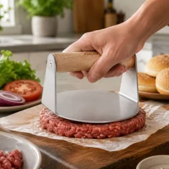 Prensador de hamburguesas de acero inoxidable Crust, 14 cm - Lacor