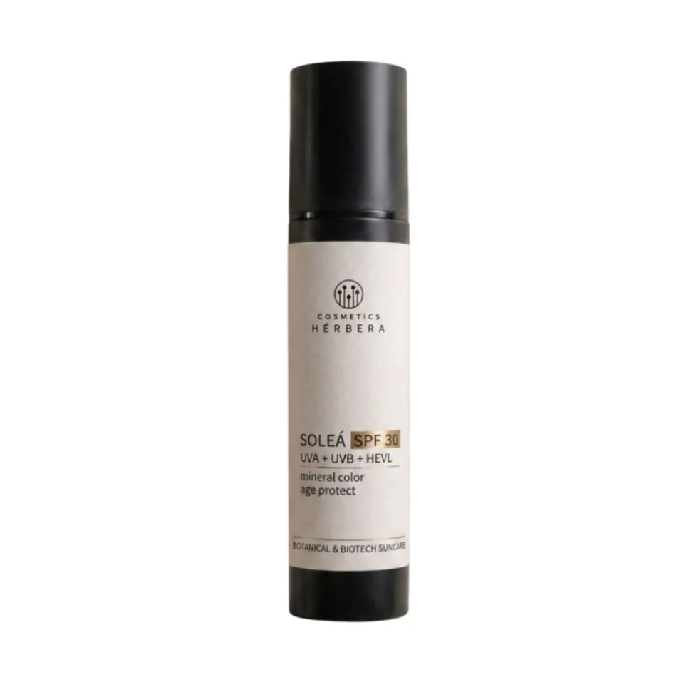 Protector solar facial ecológico con color y antioxidante Solea SPF30, 50 ml - Herbera Biocosmética