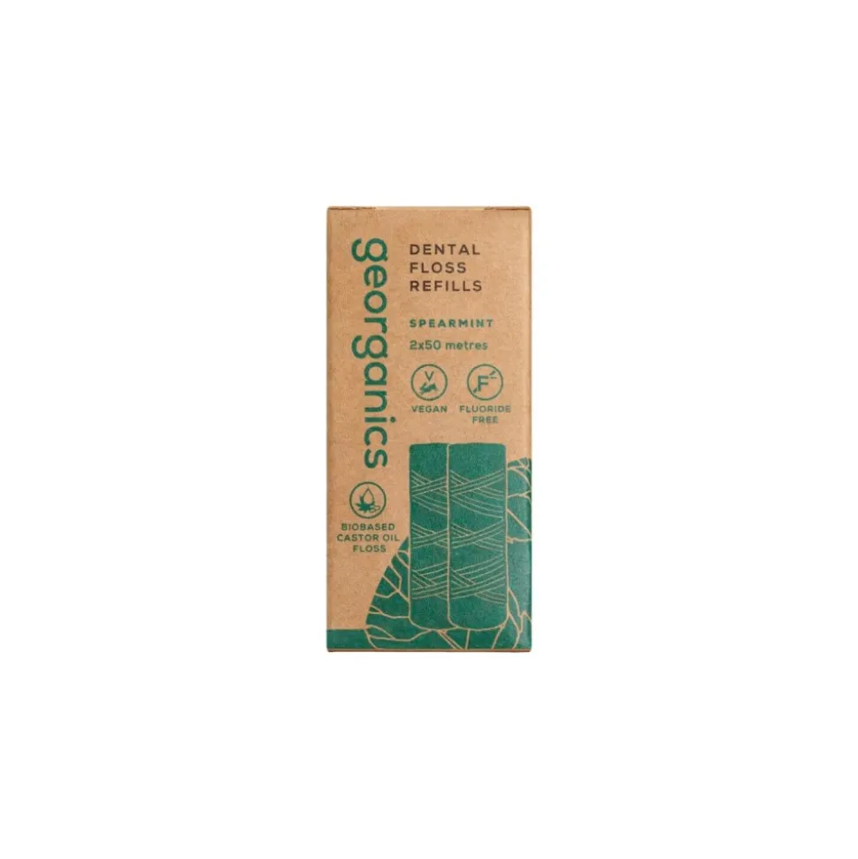 2 Recambios de hilo dental de bionylon vegetal sabor hierbabuena - Georganics