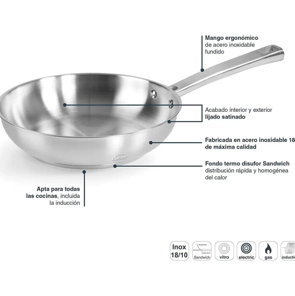Sartén de acero inoxidable, foodie, 20 cm - Lacor