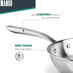 Sartén de acero inoxidable, trichef, 28 cm - Lacor