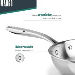 Sartén de acero inoxidable, trichef, 16 cm - Lacor