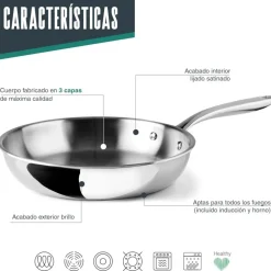 Sartén de acero inoxidable, trichef, 20 cm - Lacor